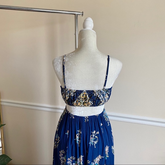 Free People Blue Boho Cut Out Cropped Jumpsuit XS - Picture 9 of 14